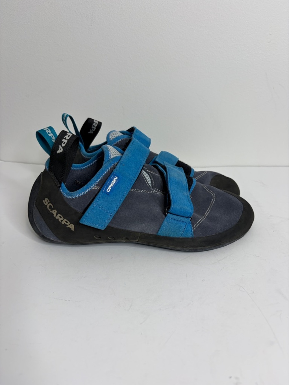 Scarpa Origin Climbing Shoes Mens EU 43.5 US 10 1/3 Blue Suede Flexan Midsole